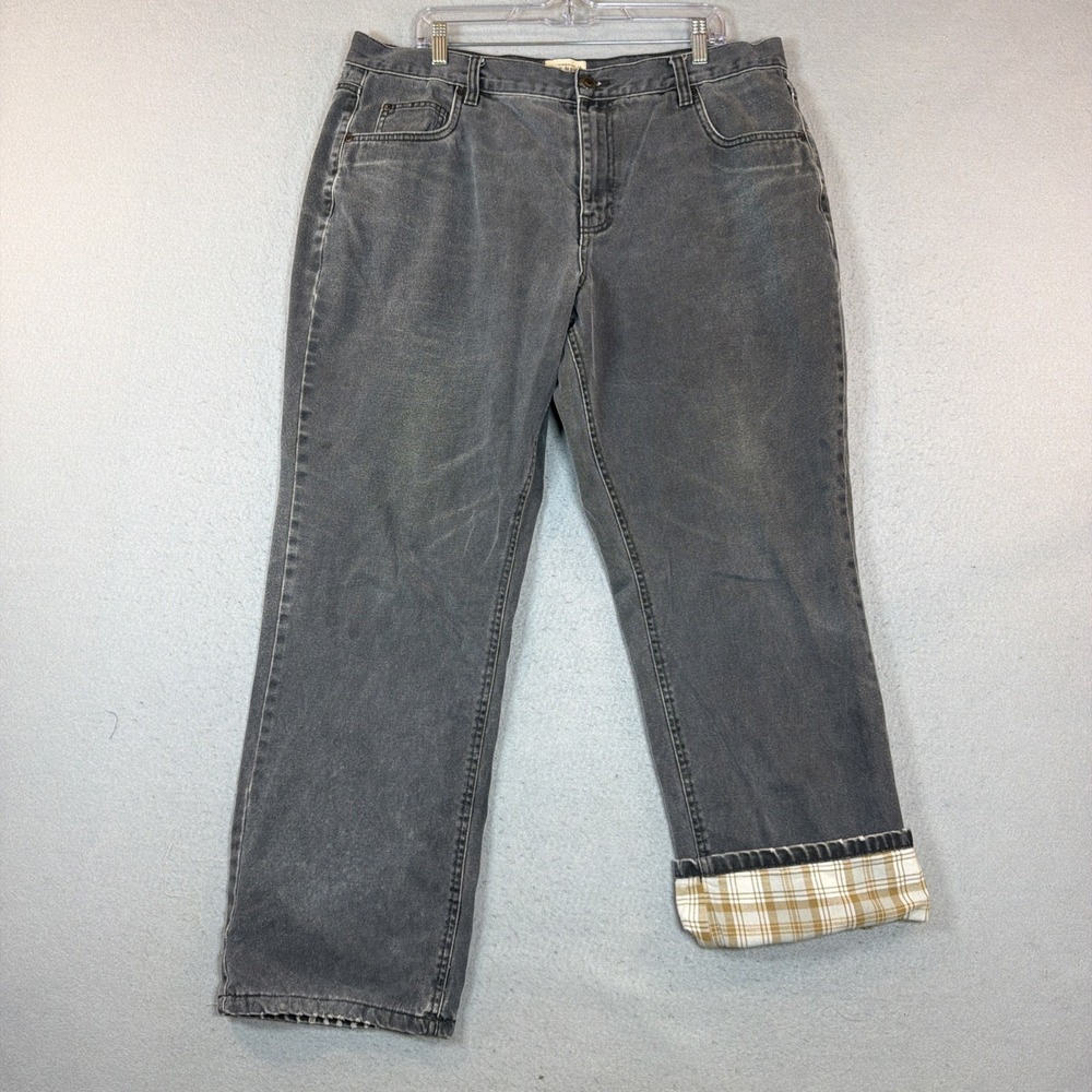 RedHead Mens Flannel Lined Jeans Black Denim Plaid Straight Leg 40X32
